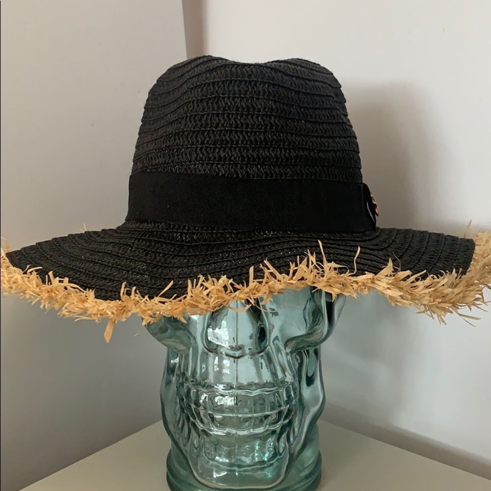 PAMELA STYLISH BEACH STRAW SUN HAT COLOR BLACK